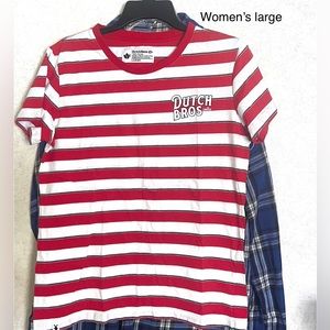 striped women’s Dutch bros t shirt